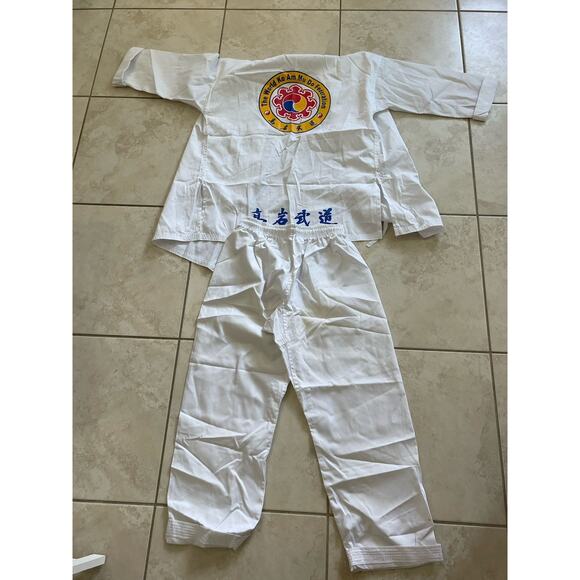 Vintage The World Ko Am Mu Do Federation Taekwondo Uniform Top And Bottom Size 5 - Picture 1 of 8